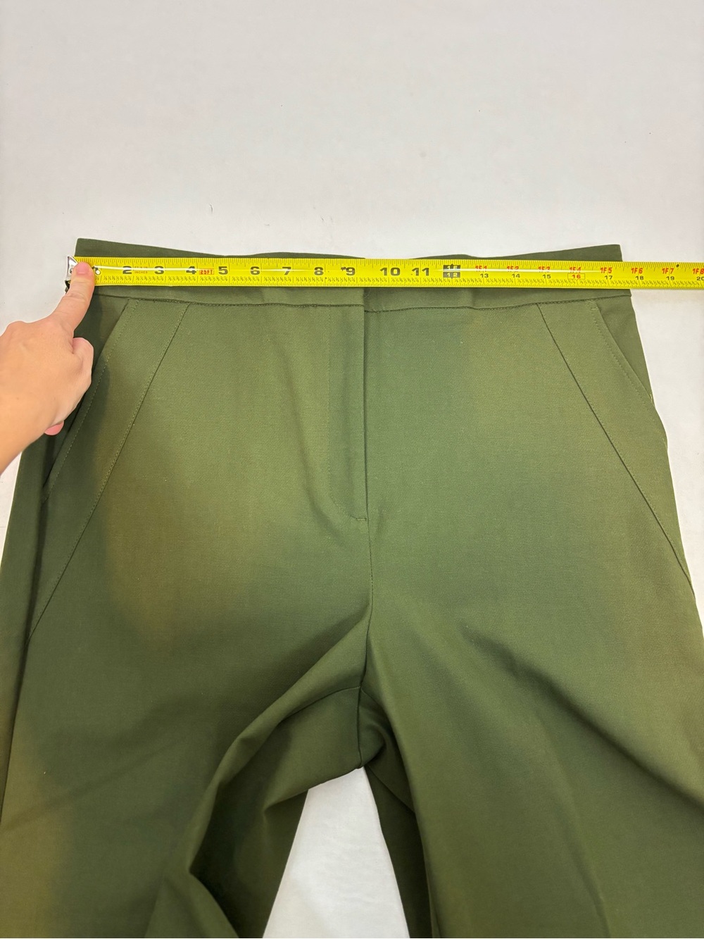 Ann Taylor Factory The Wide Leg Cropped Pants in Olive Green Size 12 - Picture 8 of 10